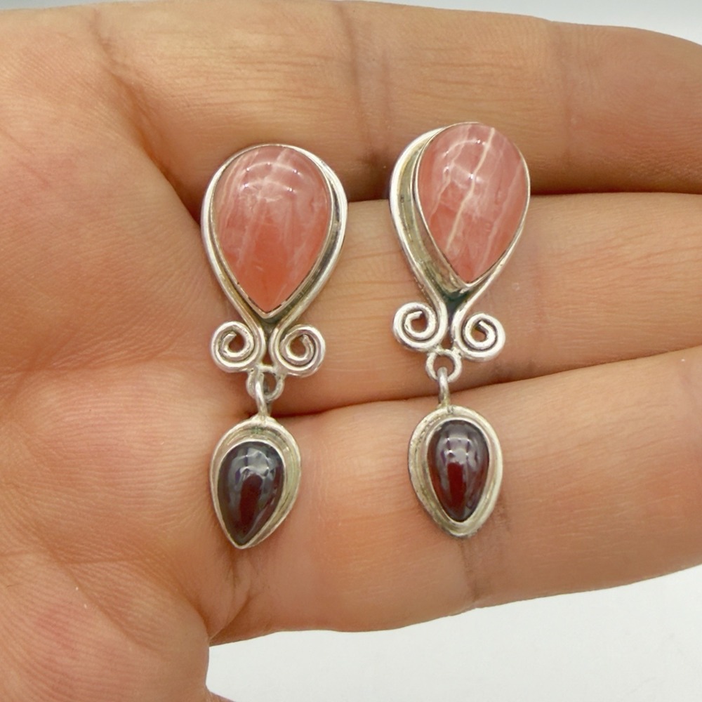Sajen Dangle Earrings Womens Pink Red Silver Good Rhodochrosite 925